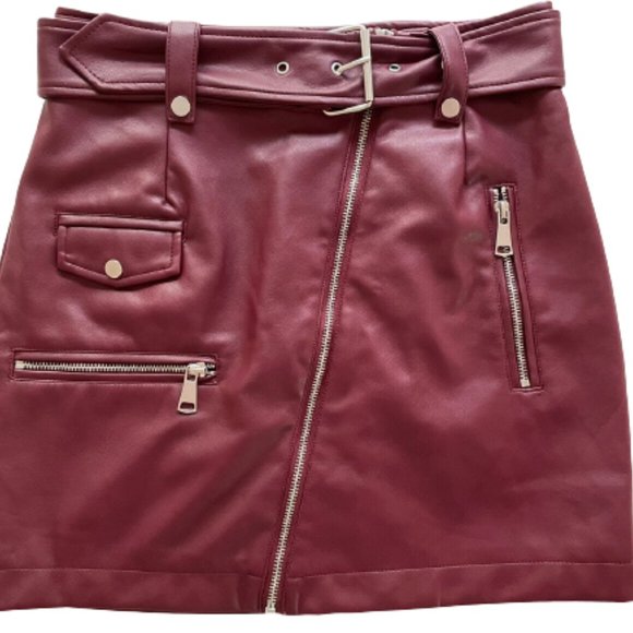 7 For All Mankind Faux Leather Moto Mini Skirt - Picture 3 of 5